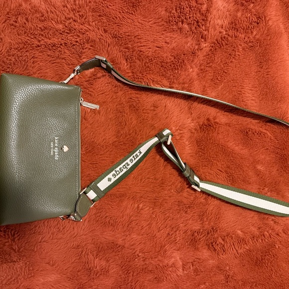 kate spade Handbags - Kate Spade Olive Crossbody Bag with Striped Strap